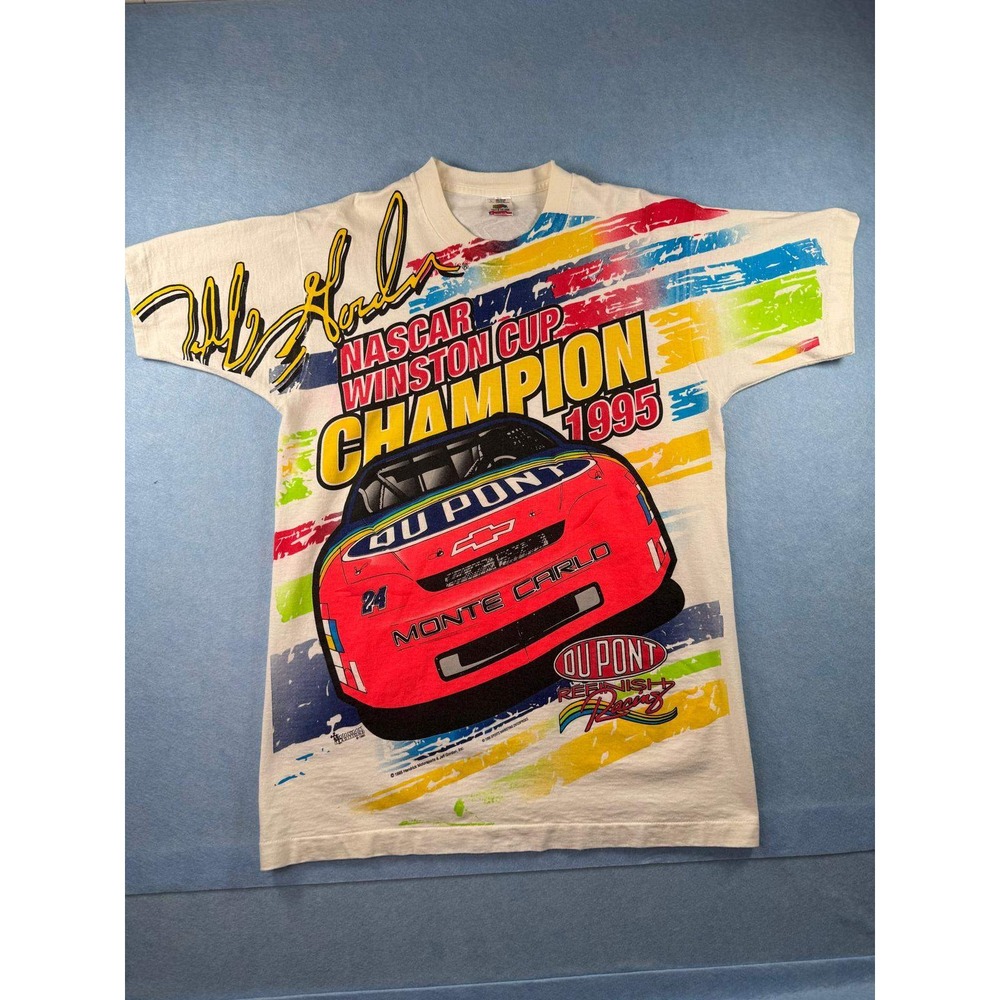 Vintage 1995 Jeff Gordon NASCAR Winston Cup Champion Men L T-Shirt DuPont 24 AOP